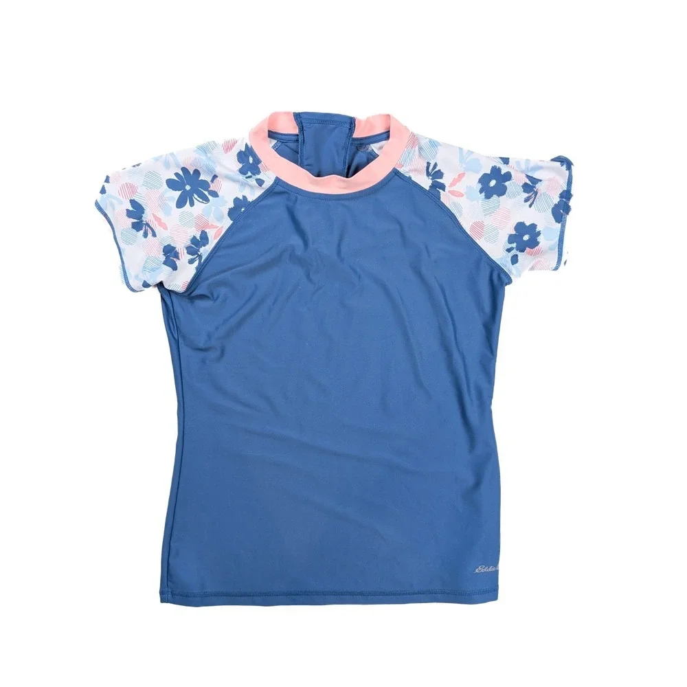 Eddie‎ Bauer Aquatic Guard Pink Back Zipper Swim Shirt Girl's Size Large 14/16